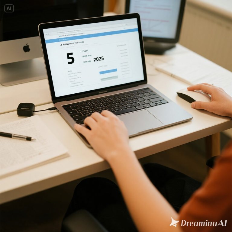 Ilustrasi orang bekerja sampingan dari rumah dengan laptop, smartphone, dan ikon side hustle digital 2025.