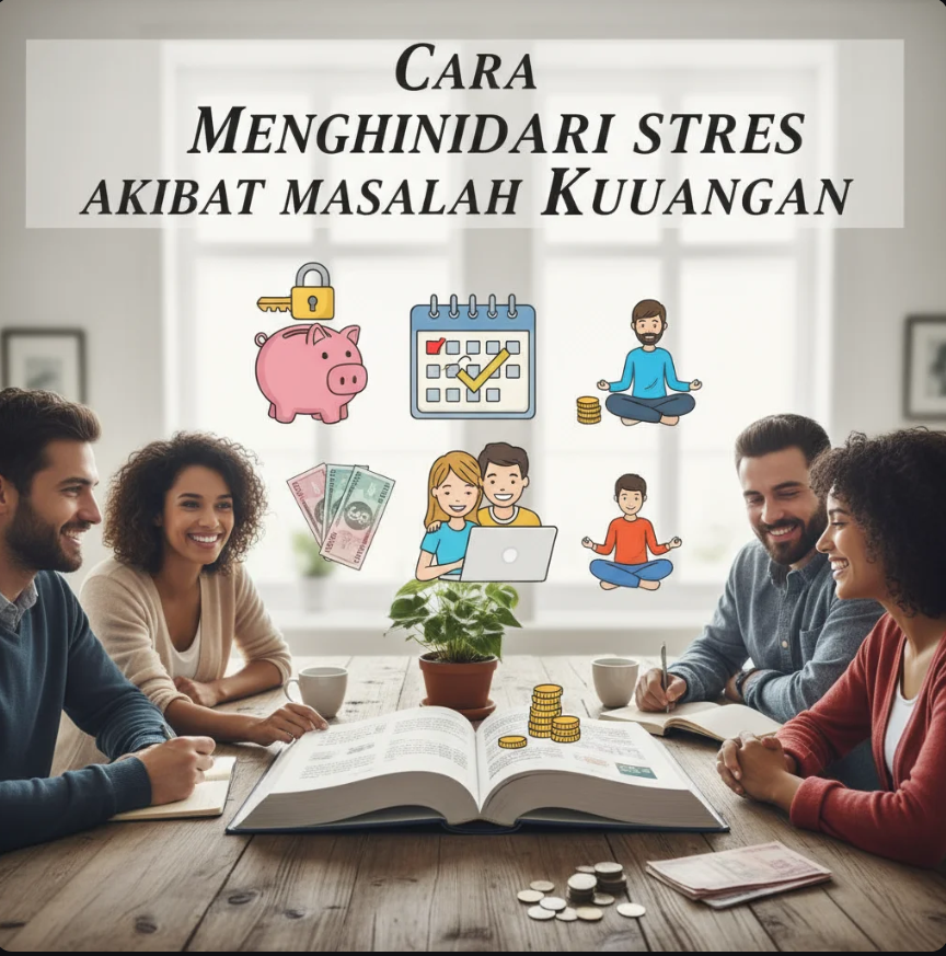 Seseorang duduk di meja dengan catatan keuangan dan laptop, terlihat tenang setelah merapikan perencanaan finansial.