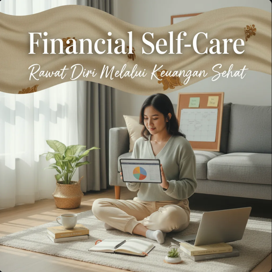 Seseorang menulis rencana keuangan di meja dengan suasana tenang dan cahaya alami.