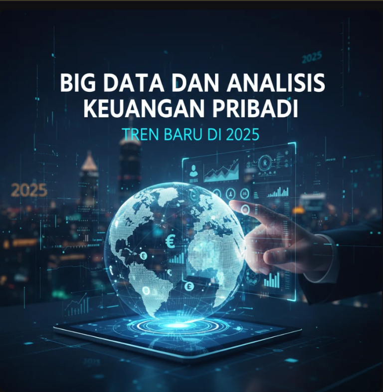 Tampilan dashboard keuangan digital dengan grafik prediktif berbasis Big Data dan analisis AI.