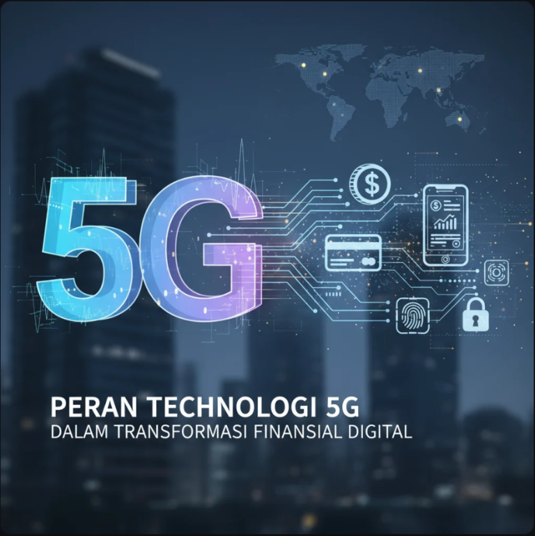 Ilustrasi koneksi 5G menghubungkan dunia finansial digital melalui jaringan global.