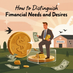 Ilustrasi dua pilihan finansial: kebutuhan penting dan keinginan konsumtif