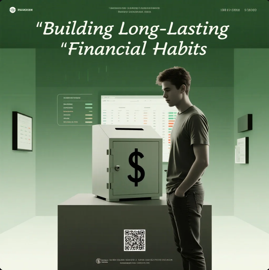 Ilustrasi seseorang sedang menyusun kebiasaan finansial dengan catatan anggaran dan kalender