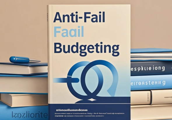 Seseorang menyusun anggaran di buku catatan dengan kalkulator dan aplikasi keuangan terbuka di ponsel